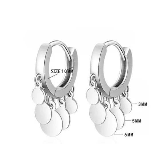 NEW 18K GOLD ROUND DISC TASSEL HOOP EARRINGS, NICE EARRINGS, CUTE EARRINGS - Picture 5 of 5